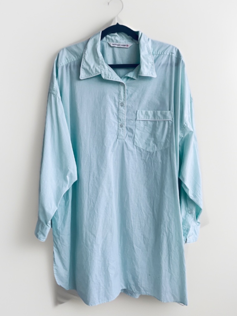 Victoria's Secret Mint Green Cotton Sleepshirt Oversized Polo Nightshirt XL EUC